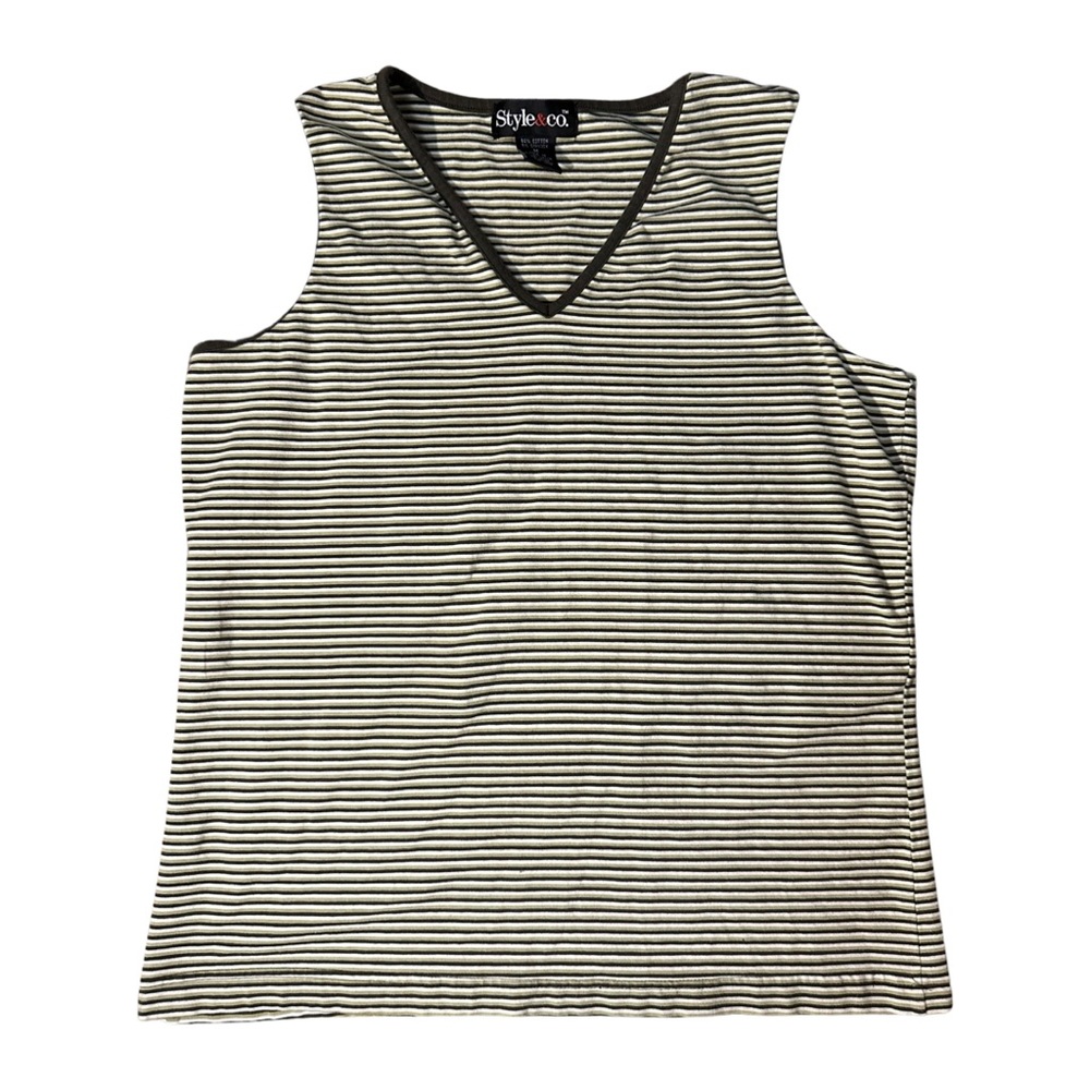Style and co green striped tank top size M